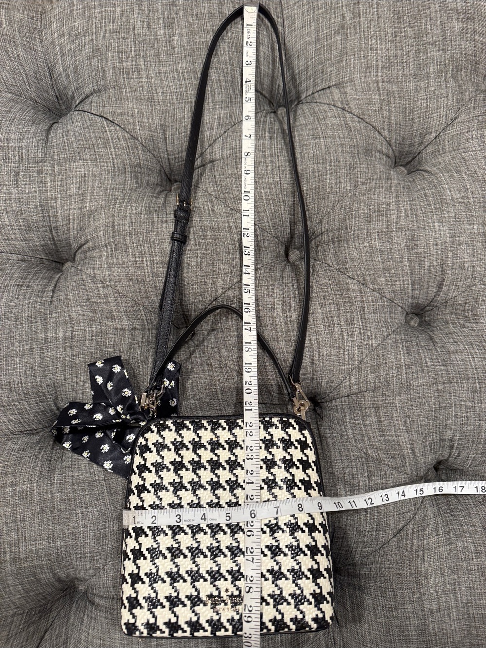 kate spade Bag Darcy Small Leather Black White Houndstooth Woven Crossbody - Picture 17 of 17